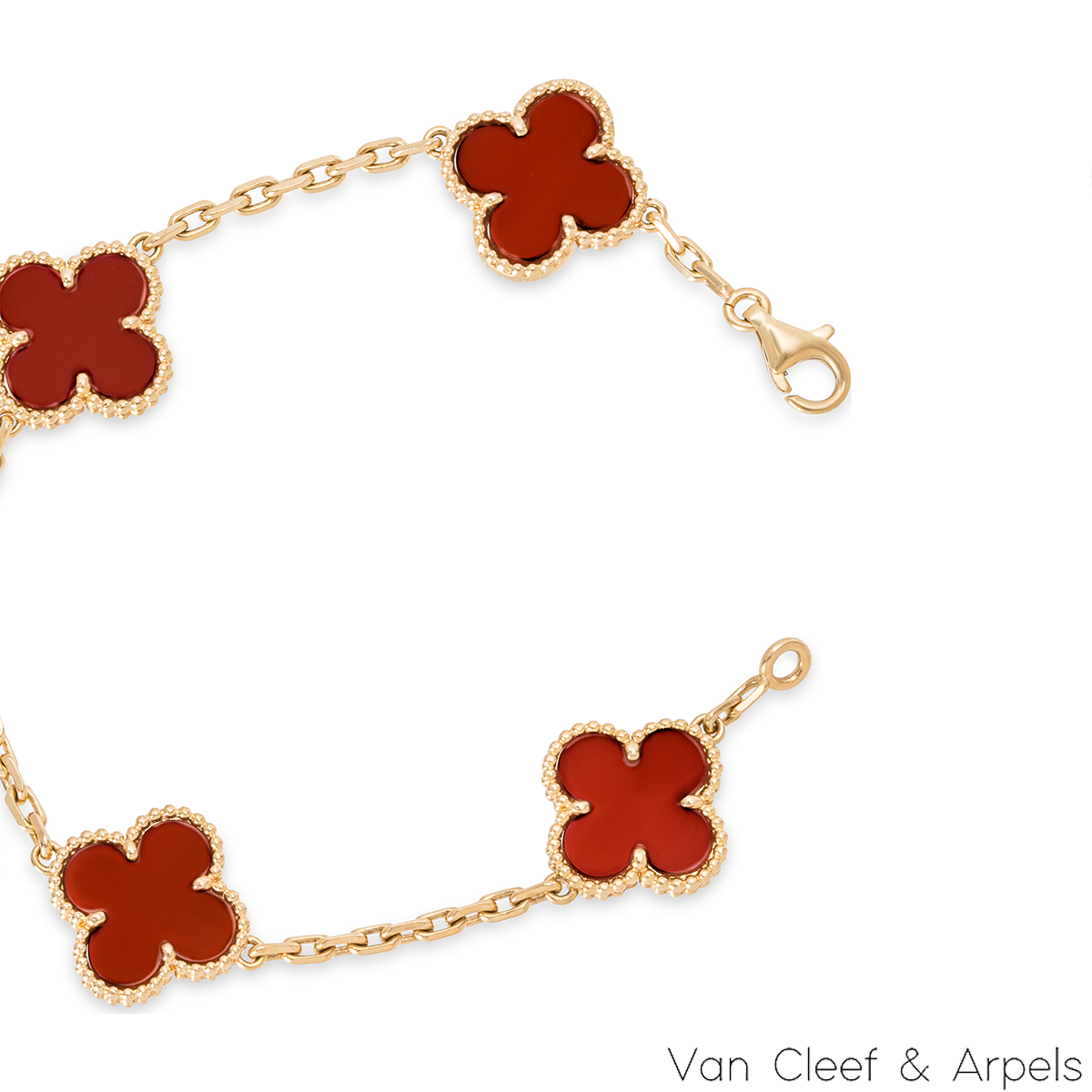 Van Cleef & Arpels Yellow Gold Carnelian Vintage Alhambra Bracelet VCARD35500